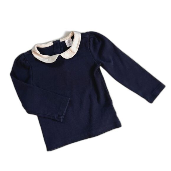 GAP Other - Baby Gap Navy Blue Ribbed Peter Pan Collared Top 3T